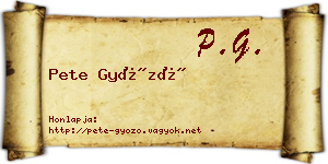 Pete Győző névjegykártya